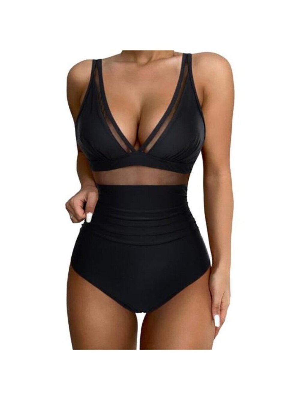 Women's Sexy Mesh Tummy Control Swimsuit Push Up High Waisted Bathing Suit